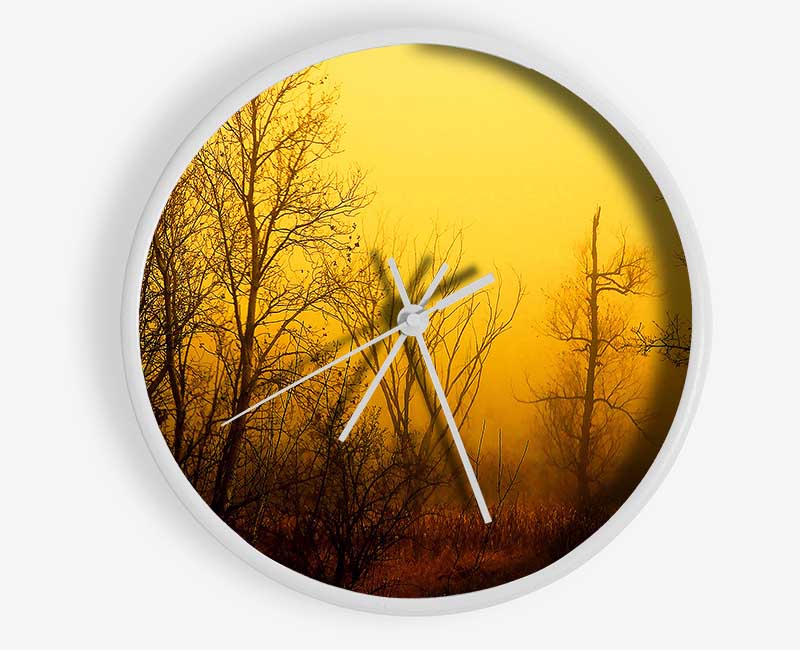 Stunning Golden Light In The Winter Forest Clock - Wallart-Direct UK