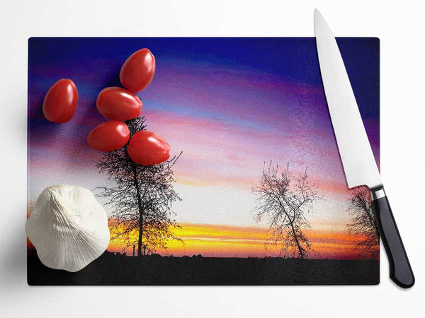 Winter Rainbow Sunrise Glass Chopping Board