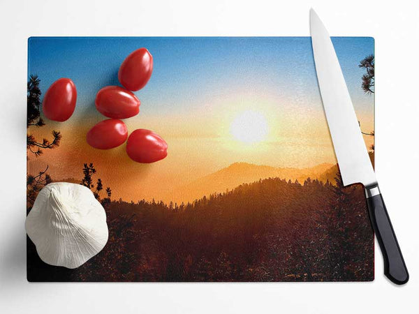 Foggy Sunset Glass Chopping Board