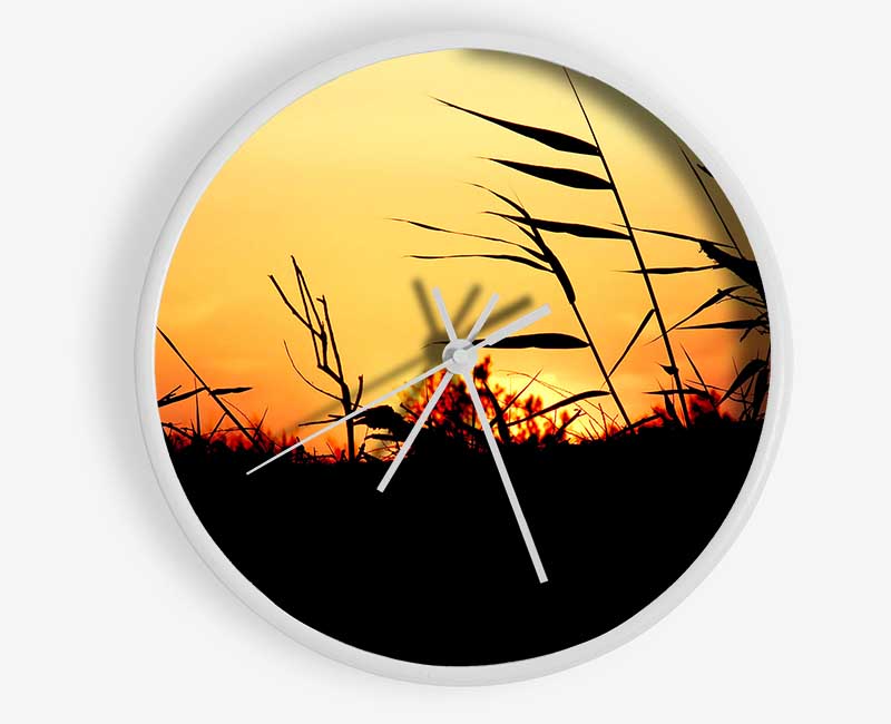 Sunset Reeds Clock - Wallart-Direct UK