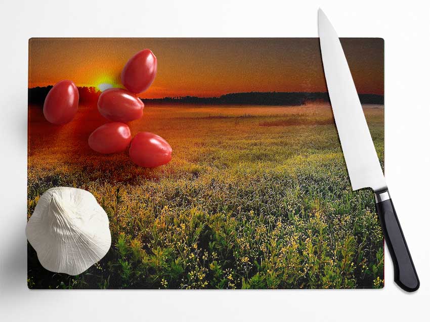 Sunset Over The Field Glass Chopping Board