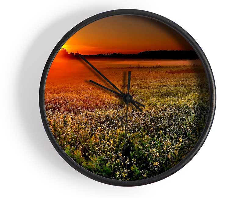 Sunset Over The Field Clock - Wallart-Direct UK