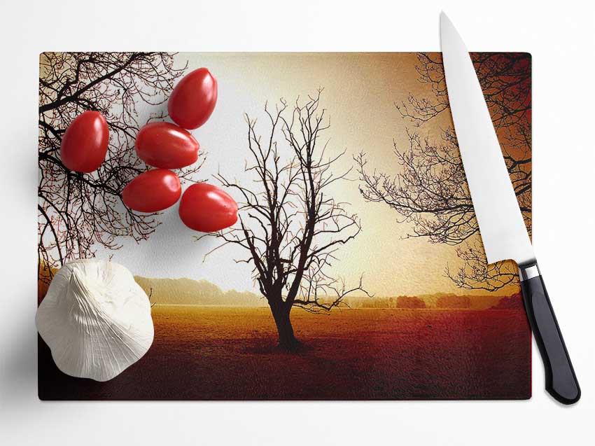 Chocolate Winter Tree Glass Chopping Board