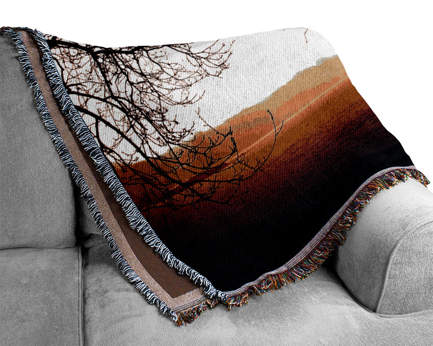 Chocolate Winter Tree Woven Blanket