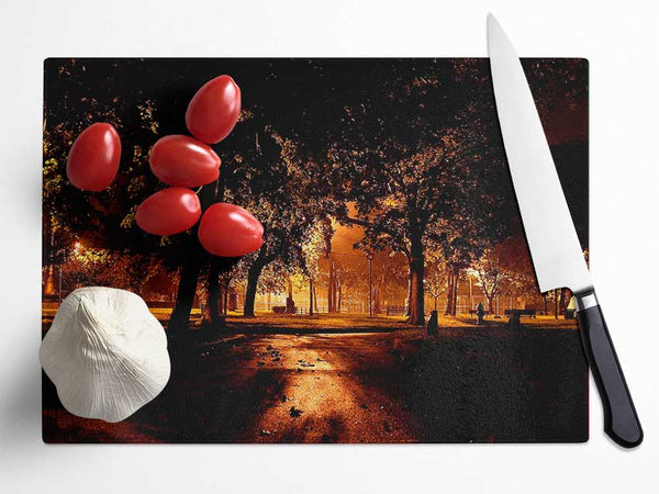 Park At Night City Glass Chopping Board