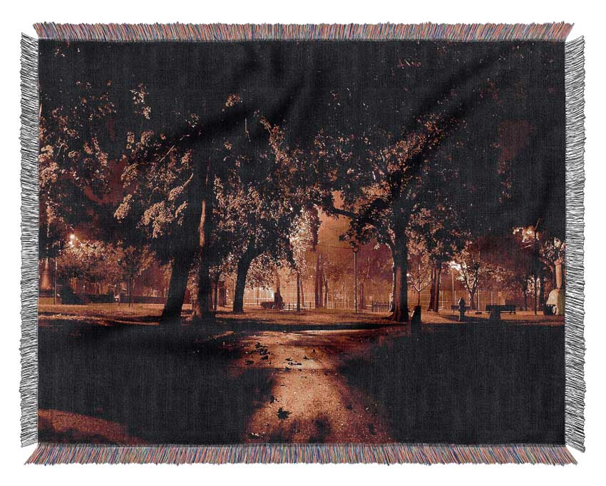 Park At Night City Woven Blanket