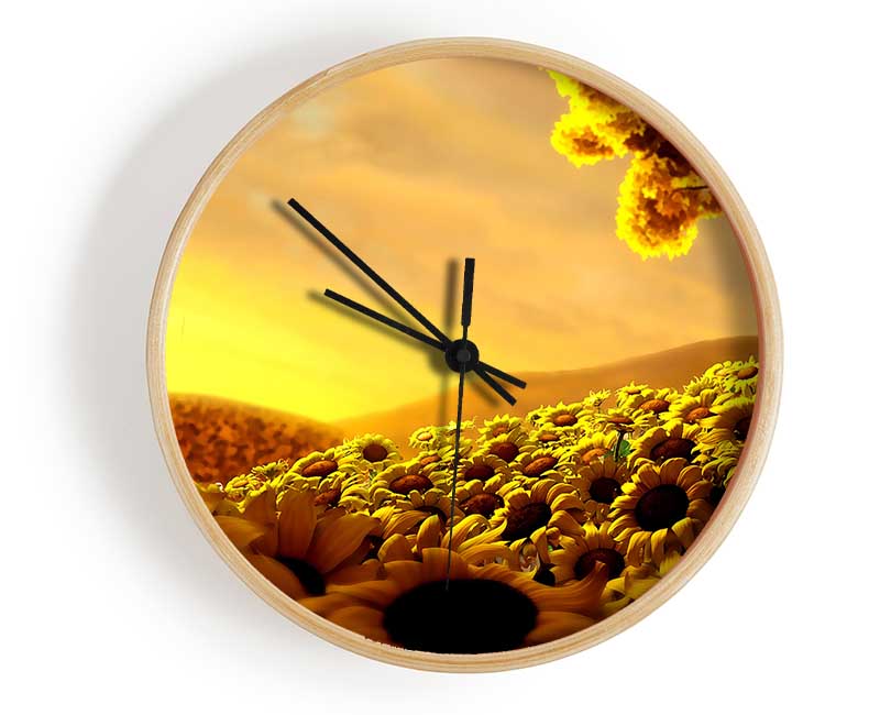 Sun Flower World Clock - Wallart-Direct UK