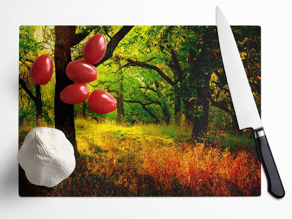 Autumn Wonderland Glass Chopping Board