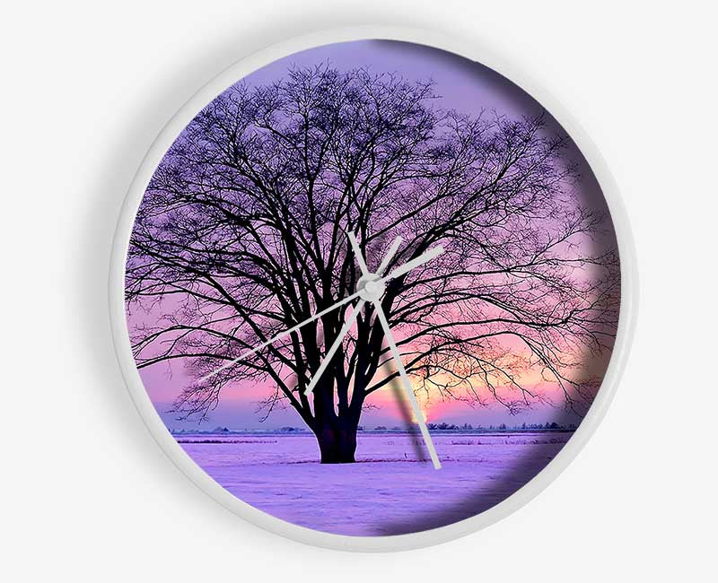 Sunrise In The Purple Winter Clock - Wallart-Direct UK