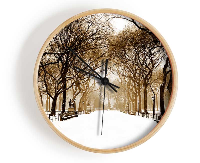 Winter Park Sepia Clock - Wallart-Direct UK