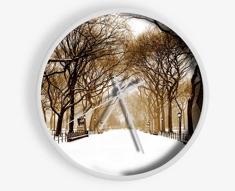 Winter Park Sepia Clock - Wallart-Direct UK