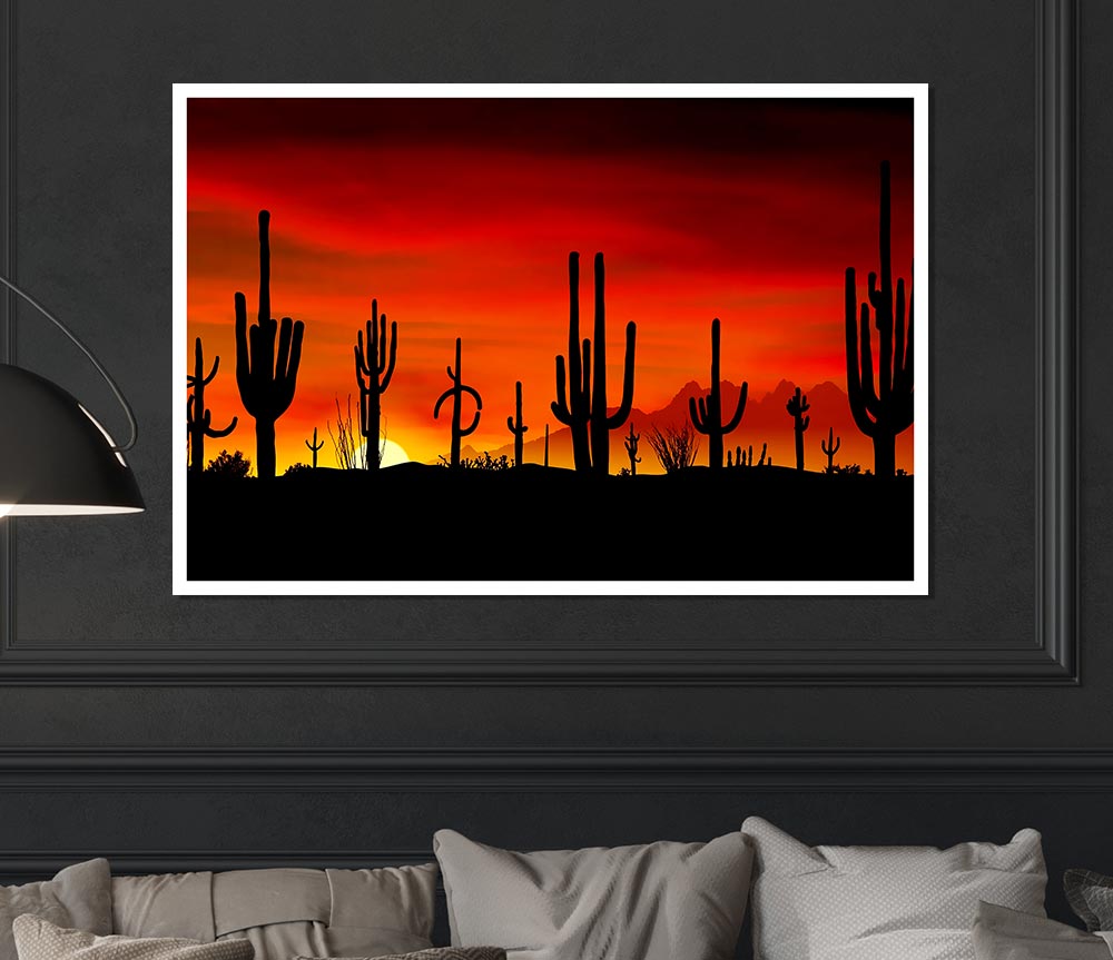 Cactus Sunset Beauty Print Poster Wall Art