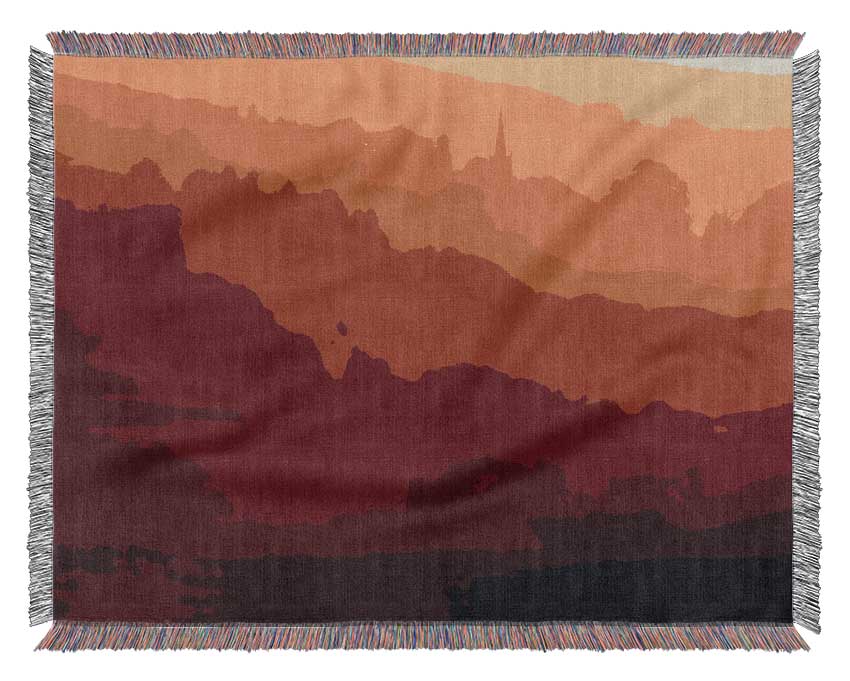 Orange Morning Countryside Woven Blanket