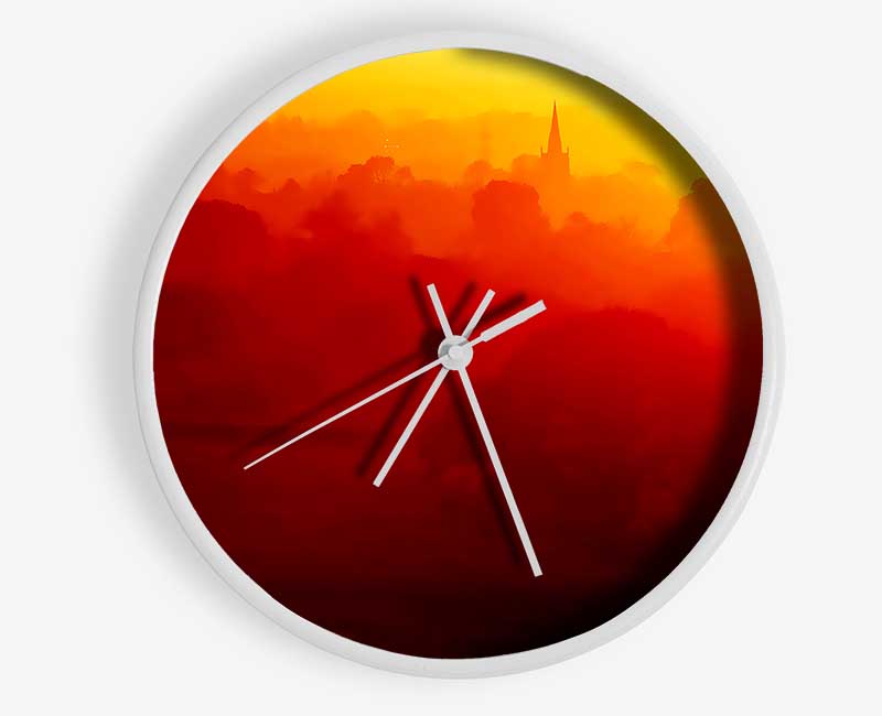 Orange Morning Countryside Clock - Wallart-Direct UK