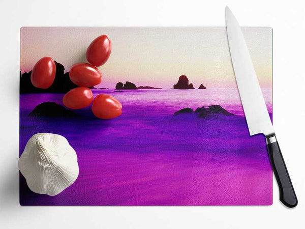 Purple Mist Of The Ocean Glass Chopping Board