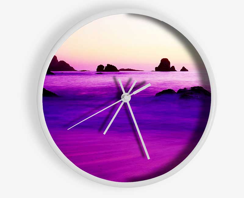 Purple Mist Of The Ocean Clock - Wallart-Direct UK