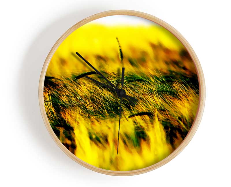 Wheatfield Yellow Clock - Wallart-Direct UK