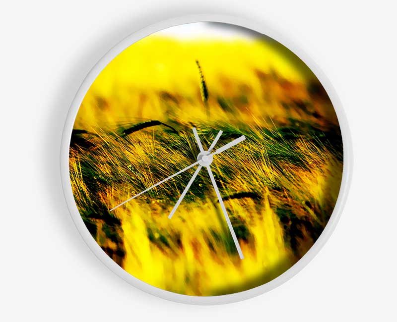 Wheatfield Yellow Clock - Wallart-Direct UK