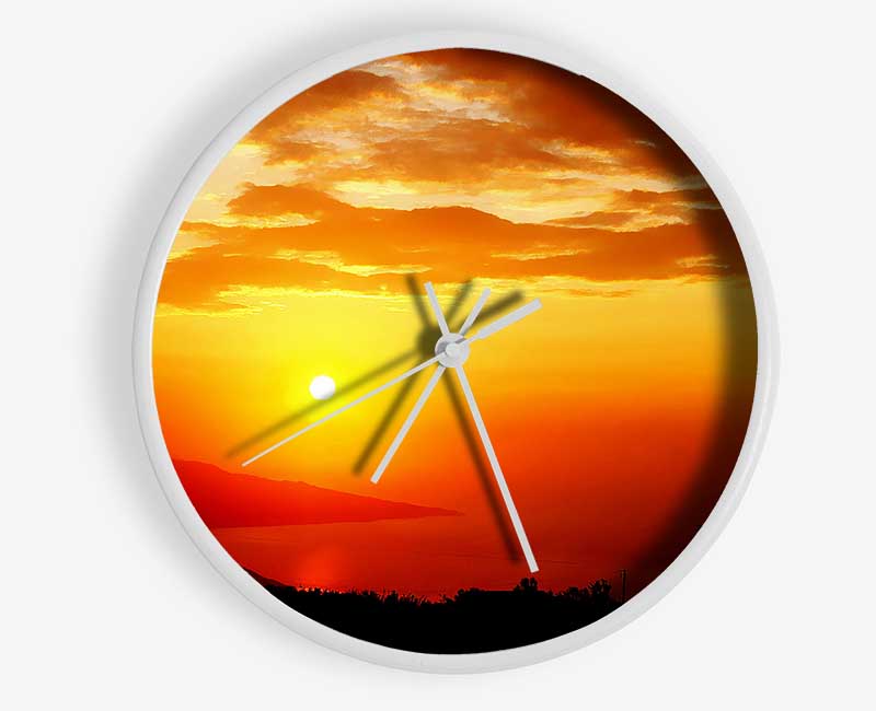 Morning Orange Sun Over The Ocean Clock - Wallart-Direct UK