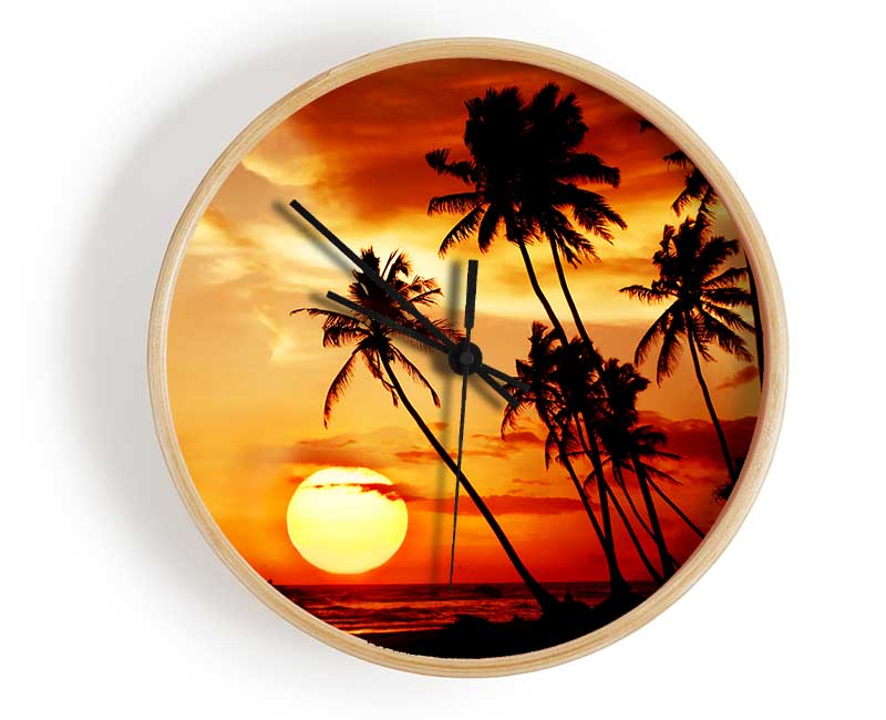 Palm Tree Paradise At Sunset Clock - Wallart-Direct UK