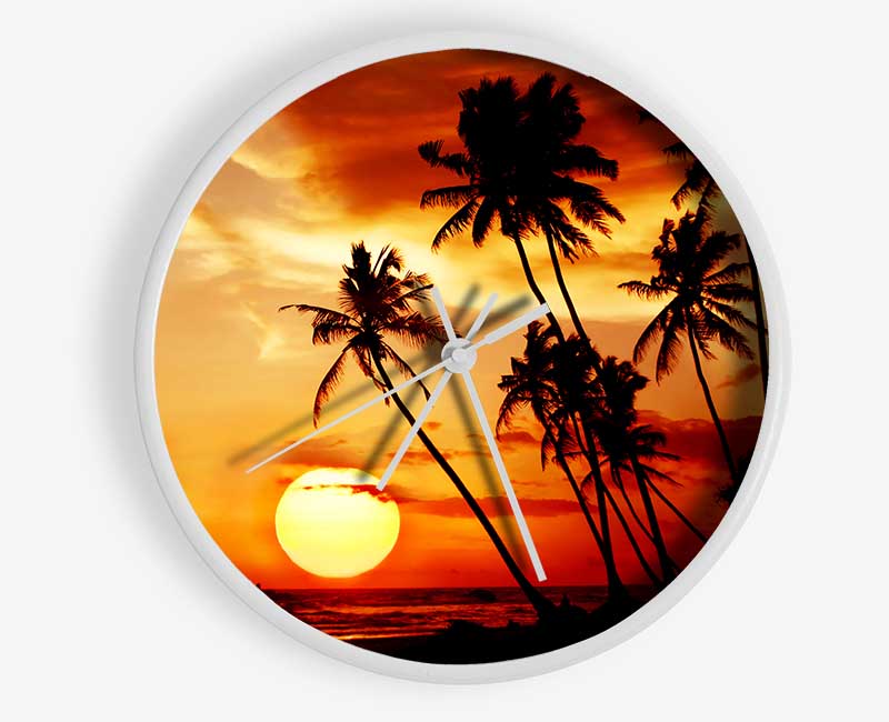 Palm Tree Paradise At Sunset Clock - Wallart-Direct UK