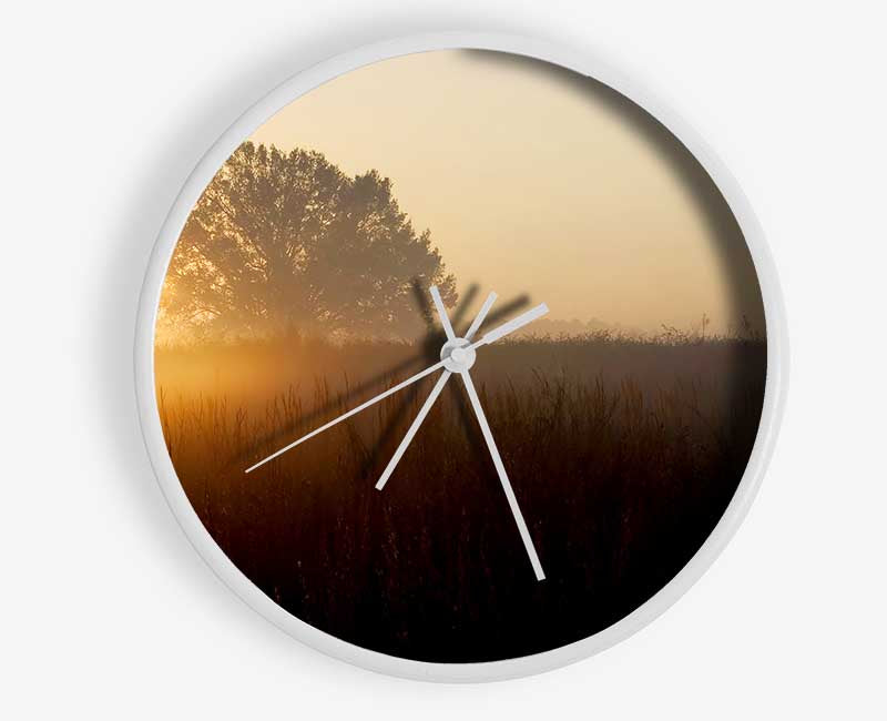 Yorkshire Dales Sunset Mist Clock - Wallart-Direct UK