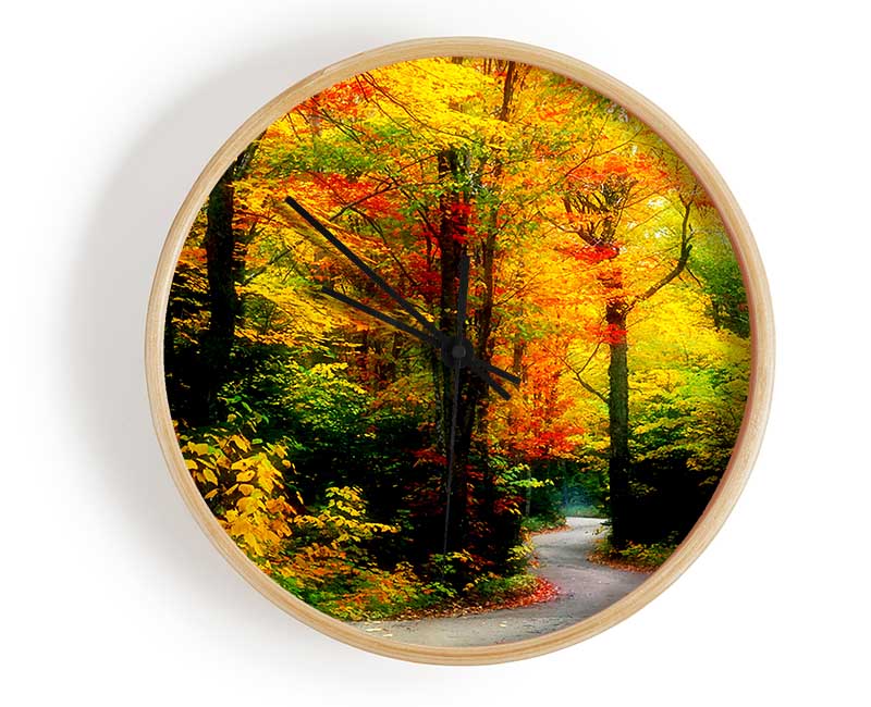 Autumn Road Clock - Wallart-Direct UK