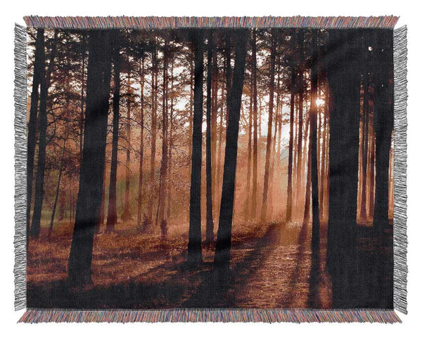 Morning Woodland Sun Mist Woven Blanket