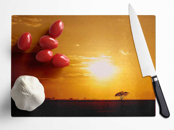 Golden Sunrise Glass Chopping Board