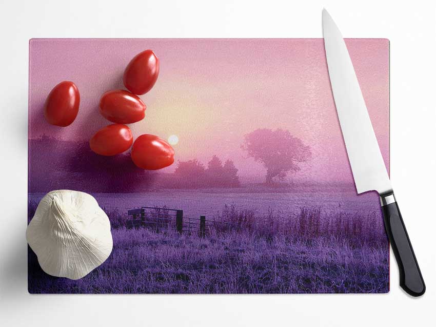 Surreal Winter Countryside Glass Chopping Board