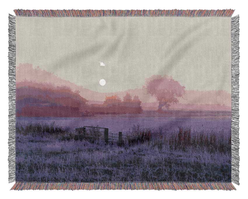 Surreal Winter Countryside Woven Blanket