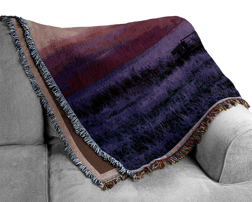 Surreal Winter Countryside Woven Blanket