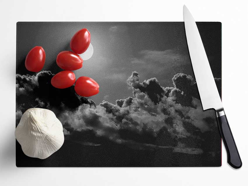 Midnight Clouds B n W Glass Chopping Board