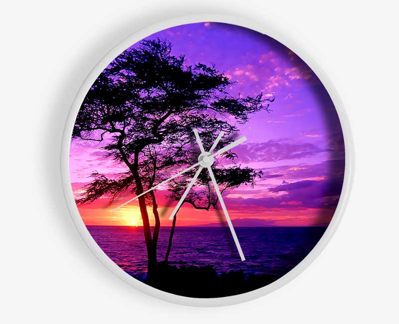 Red Ocean Tree Clock - Wallart-Direct UK