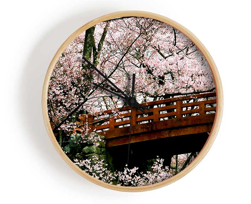 Cherry Blossom Bridge Clock - Wallart-Direct UK