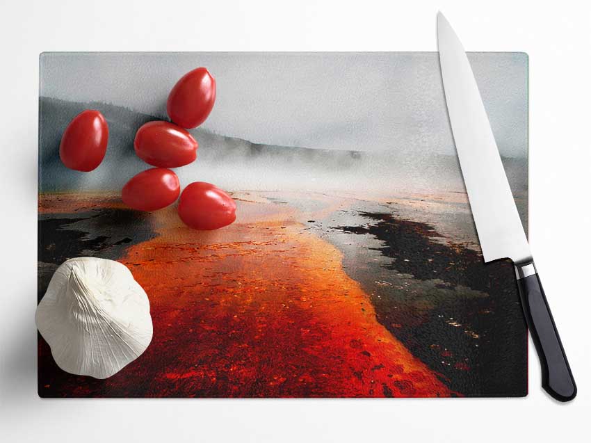 Red Lava Mist Glass Chopping Board