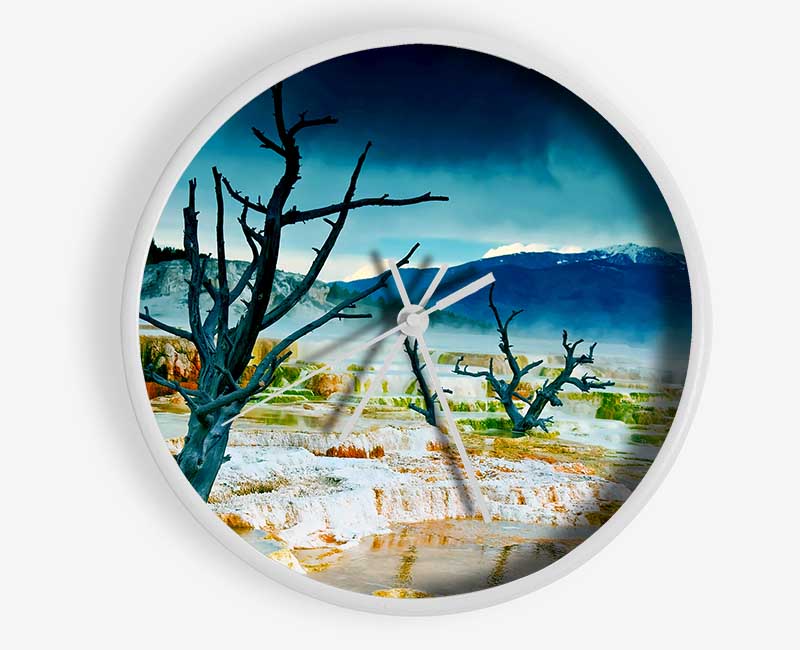 Snow Desert Trees Clock - Wallart-Direct UK