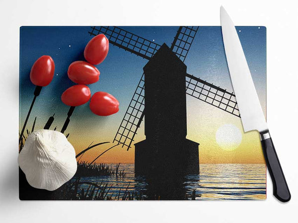 Windmill Ocean Nights Glass Chopping Board