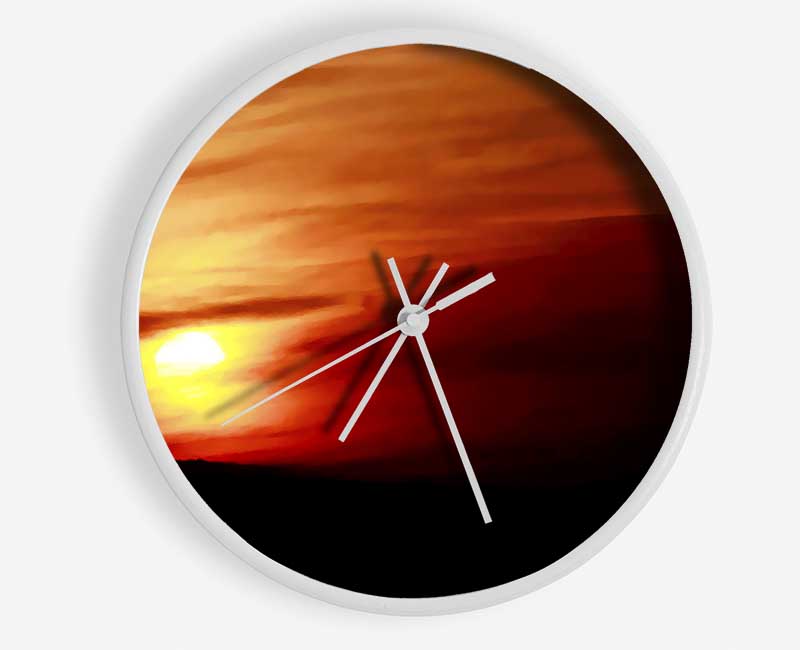 Sun Through The Red Clouds Clock - Wallart-Direct UK