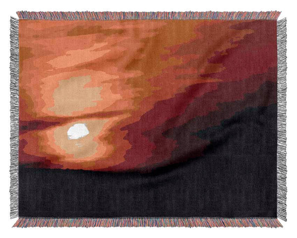 Sun Through The Red Clouds Woven Blanket