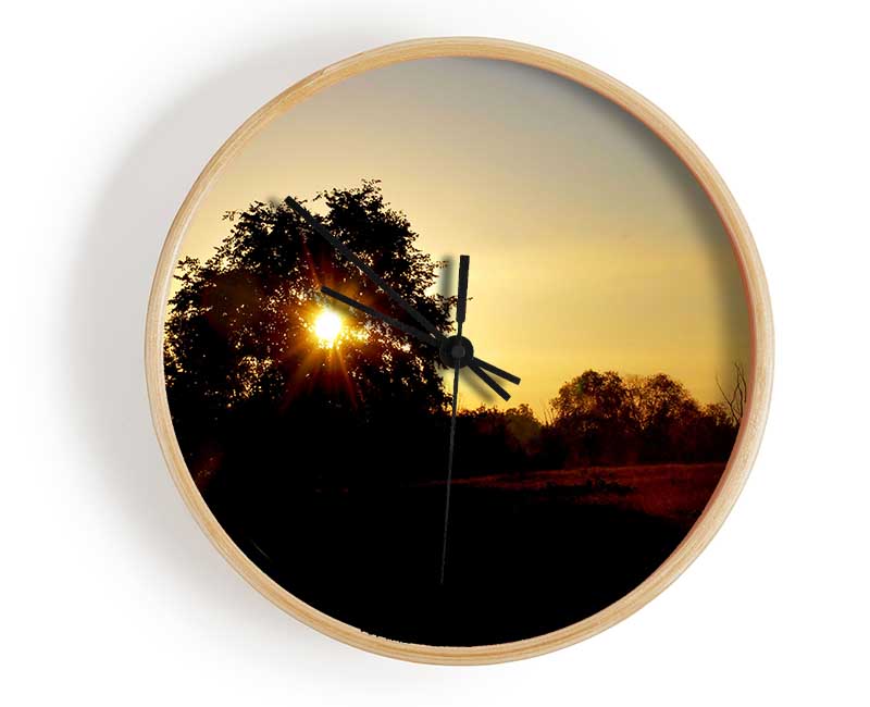 Sun Piercing Through The Tree Clock - Wallart-Direct UK