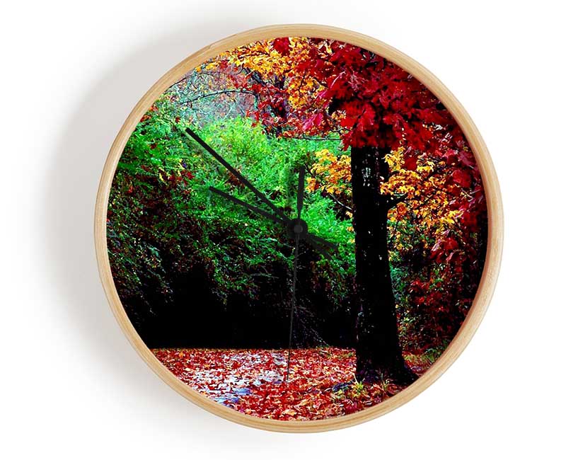 The Autumn Red Road Clock - Wallart-Direct UK