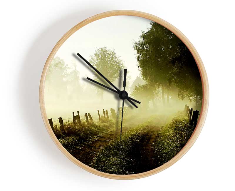 Country Lane Mist Clock - Wallart-Direct UK