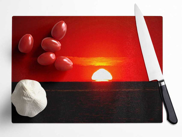 Red Ocean Glory Glass Chopping Board