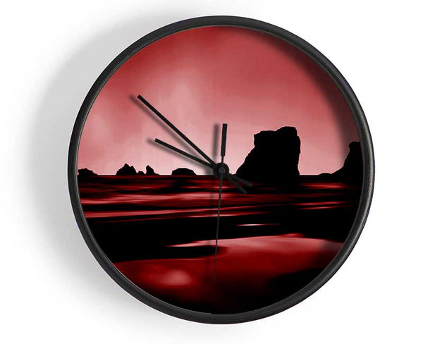 Red Night Sky Clock - Wallart-Direct UK