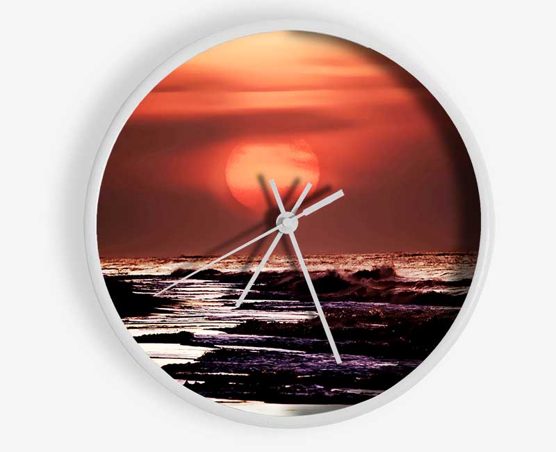 Stunning Pink Ocean Clock - Wallart-Direct UK