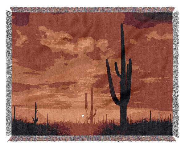 Red Desert Cactus Woven Blanket