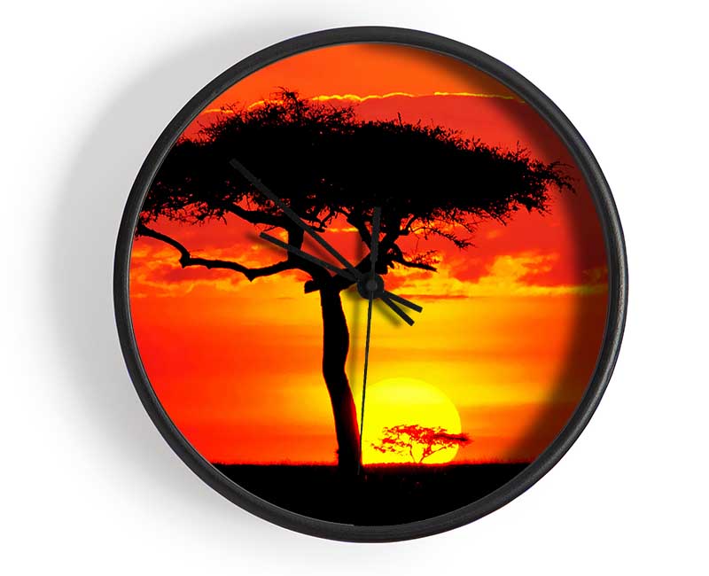 Glowing Orange African Tree Clock - Wallart-Direct UK