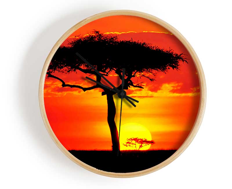 Glowing Orange African Tree Clock - Wallart-Direct UK