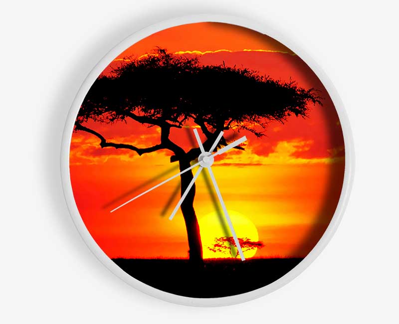 Glowing Orange African Tree Clock - Wallart-Direct UK